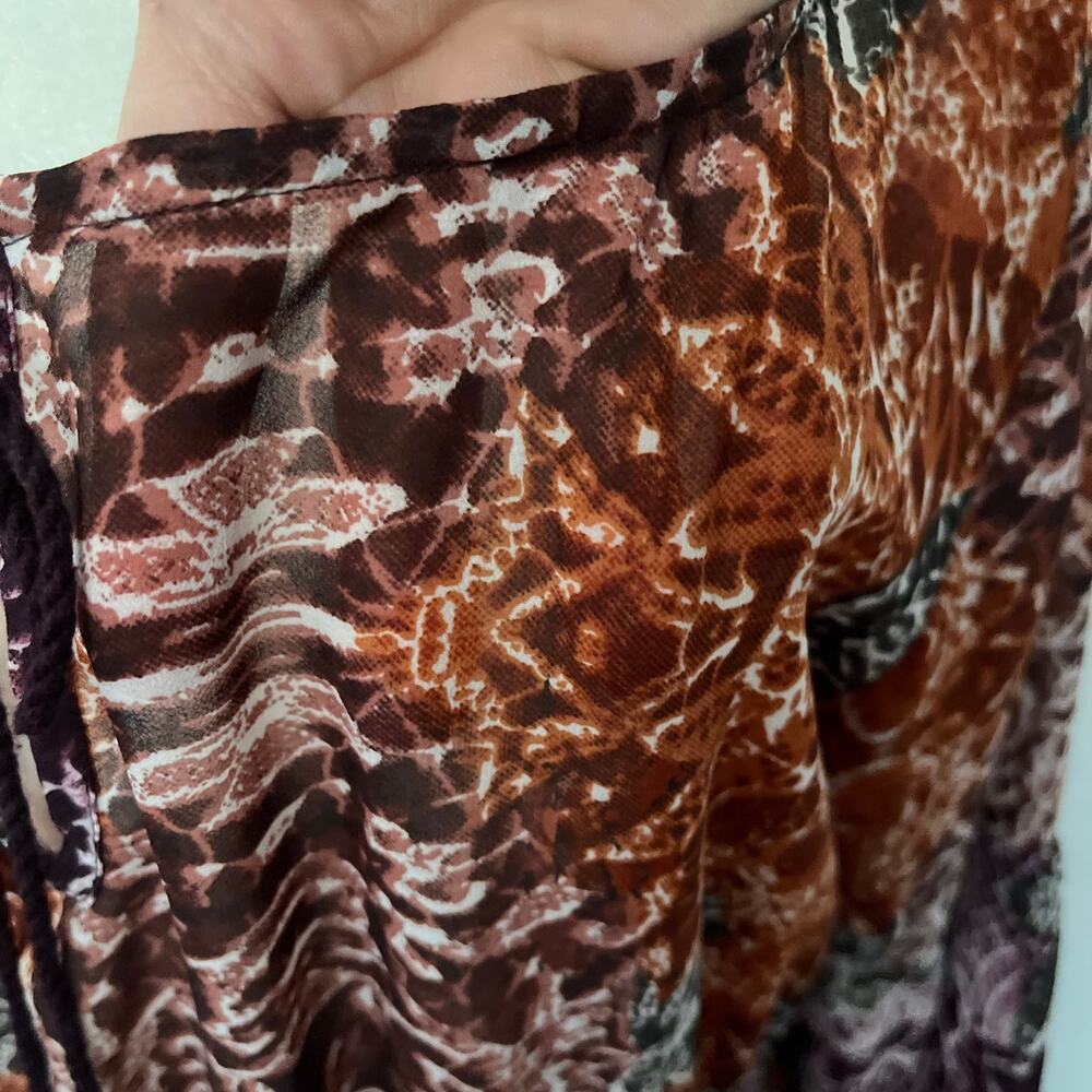 Earthbound Trading Boho Festival Maxi Dress Sz L Tassel Hippie Sheer Empire - Picture 13 of 15